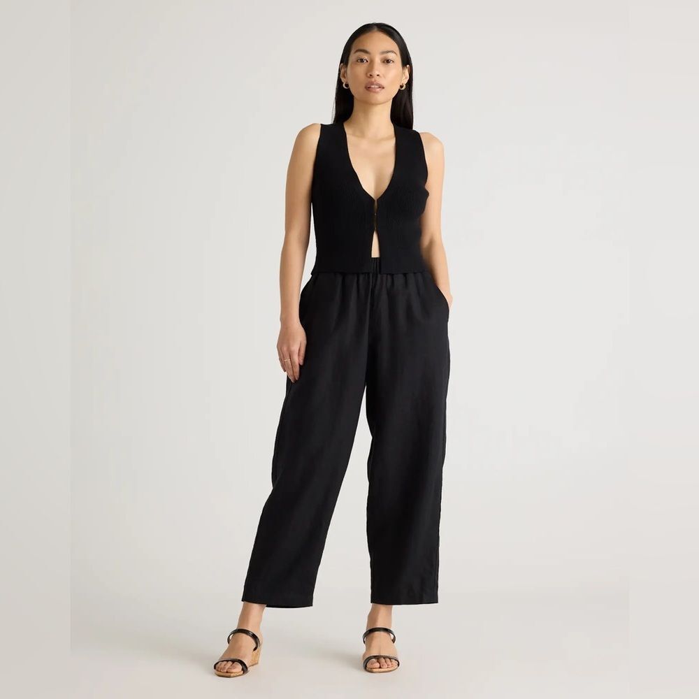 QUINCE 100% European Linen Black Pants